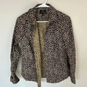 J CREW Leopard Print Cheetah Cotton Button Down size 6 Curvy